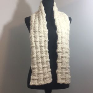 Scarf, bamboo stitch cream color thicker acrylic